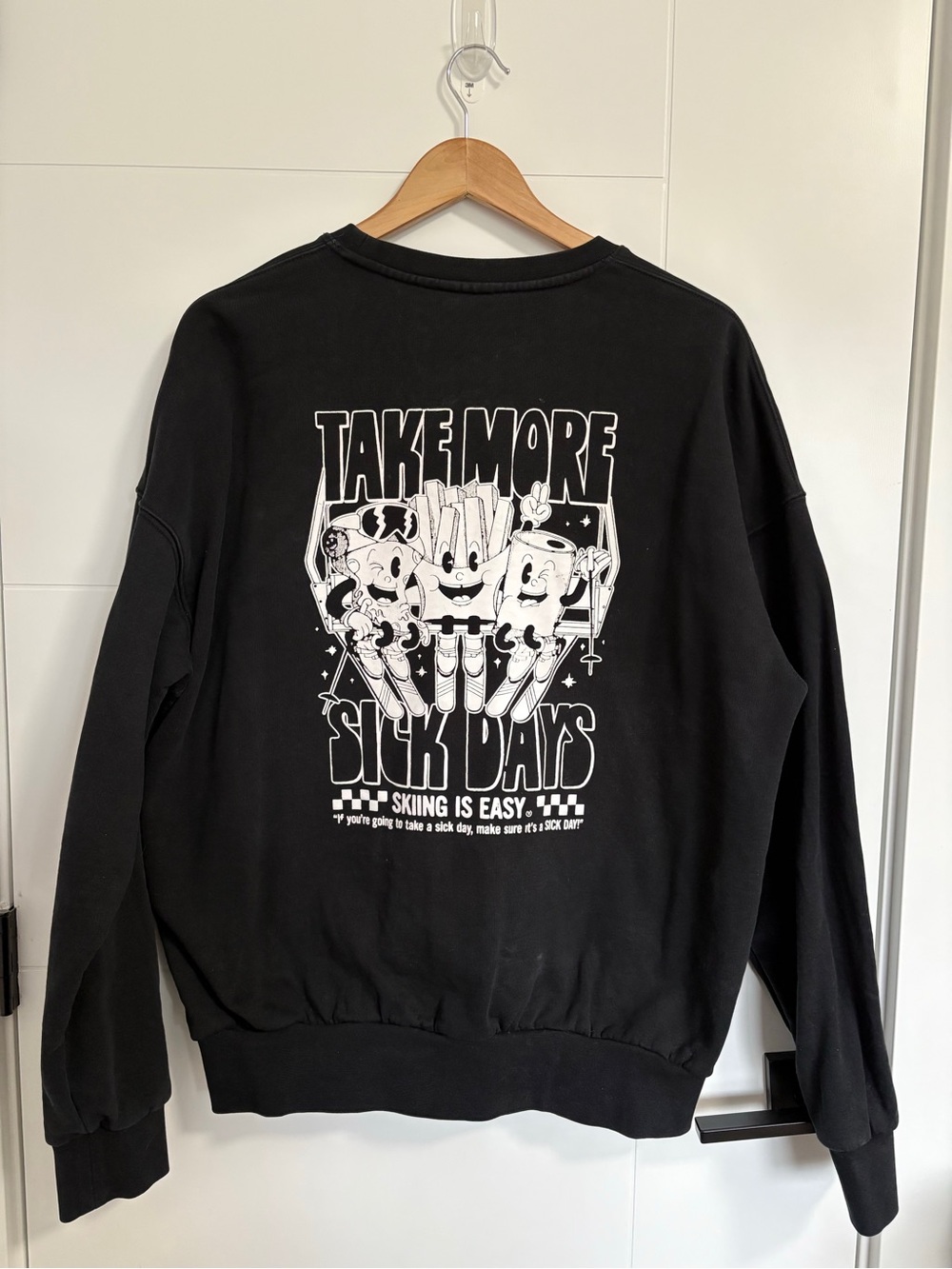 Skiing is Easy Black Crewneck - Size XL